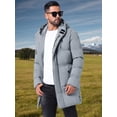 thumbnail image 4 of DARING DIVA Men's Mid-Length Outerwear Zipper Quilted Hooded Padded Coat M Gray, 4 of 7