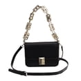 thumbnail image 1 of Nuevo bolso cuadrado pequeño de color sólido de nicho, bolso de hombro de PU con cadena de moda, negro, 1 of 5