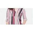thumbnail image 2 of NY Collection Women's Striped Roll Tab Shirt Pink Size Petite Medium, 2 of 3