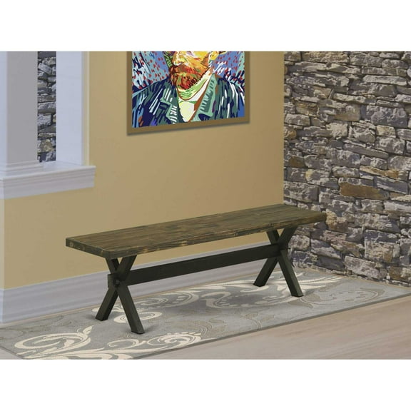 East West Furniture X-Style 15x60" Wood Dining Bench in Black/Espresso