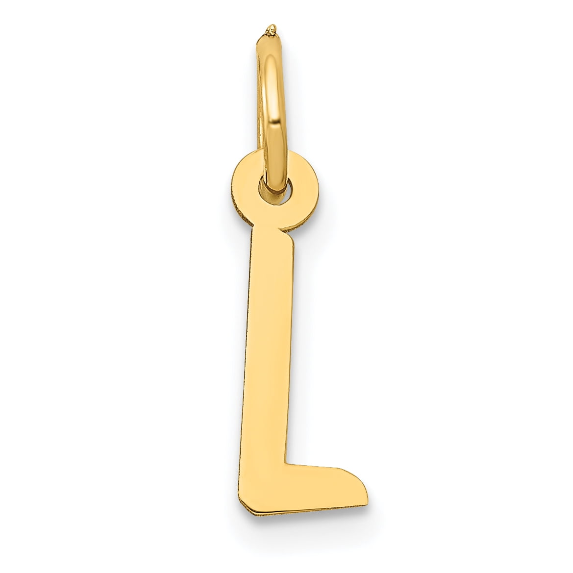 14k Yellow Gold Small Slanted Block Initial Monogram Name Letter L Pendant Charm Necklace For ...