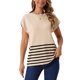 thumbnail image 1 of Suéter sin mangas de cuello redondo a rayas INSPIRE CHIC para mujer, chaleco casual de manga corta, pulóver de punto acanalado, tops de tanque 2XL color albaricoque, 1 of 6