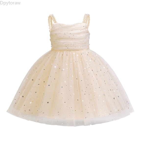 Dpytoraw Girls Dresses Party Dress For Toddlers Kids Beach Casual Sleeveless Tutu Gown With Beaded Straps Flower Girl Church Performance Outfit Girls Floral Dresses Size 2-3 Years