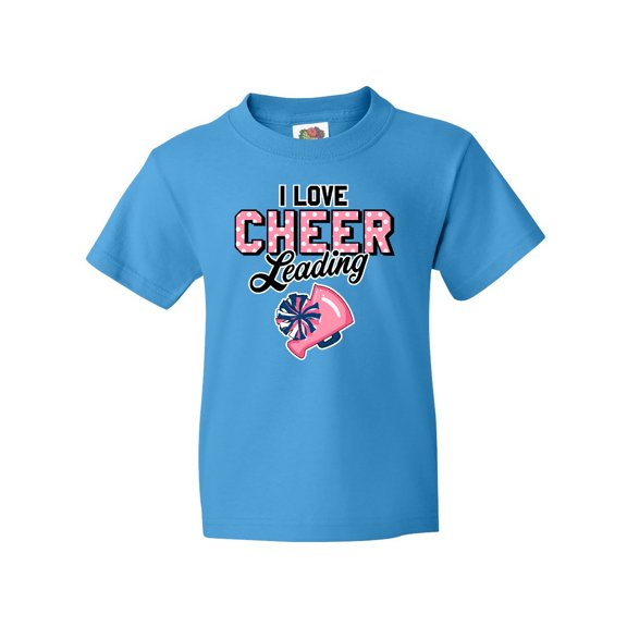 Inktastic I Love Cheerleading with Pom Poms and Megaphone Youth T-Shirt