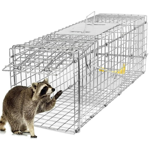 Rat Cat Trap, iMounTEK Mouse Traps, Humane Live Animal Trap Cage, 32X7X7inch, Work for Indoor and Outdoor, Catch and Release Stray Cats,Squirrels and Rodents(Silver)