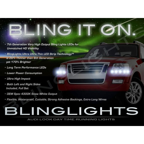 For Ford Sport Trac LED DRL Light Strips for Headlamps Headlights Head Lamps Day Time Running Lights