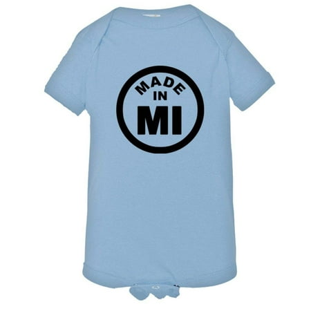 

PleaseMeTees™ Baby From Born Made In Michigan MI Logo Label HQ Jumpsuit