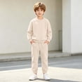 thumbnail image 7 of LvhaoGJOB Little Kids Boys Sweatshirt and Jogger Pants Outfit Set, Beige - fleece fabric, 7 of 7