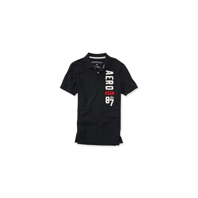 Polo de Rugby Aeropostale NYC 87 para hombre color negro grande