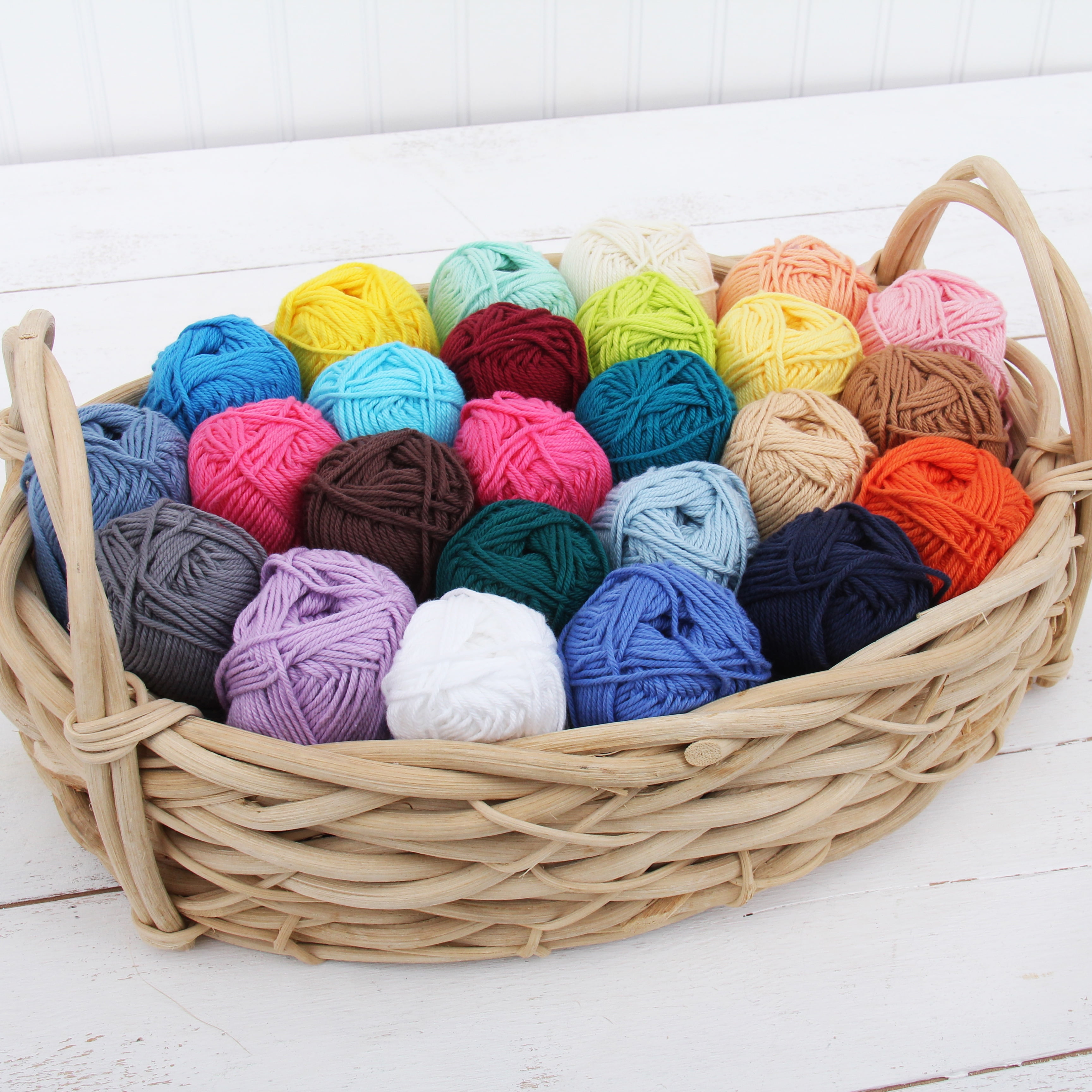 Threadart Crochet 100% Pure Cotton Size 4 Yarn Set | Crayon Colors | Pack of 6 Skeins Each 50 grams | Worsted Medium #4 Yarn | 85 yds per Skein