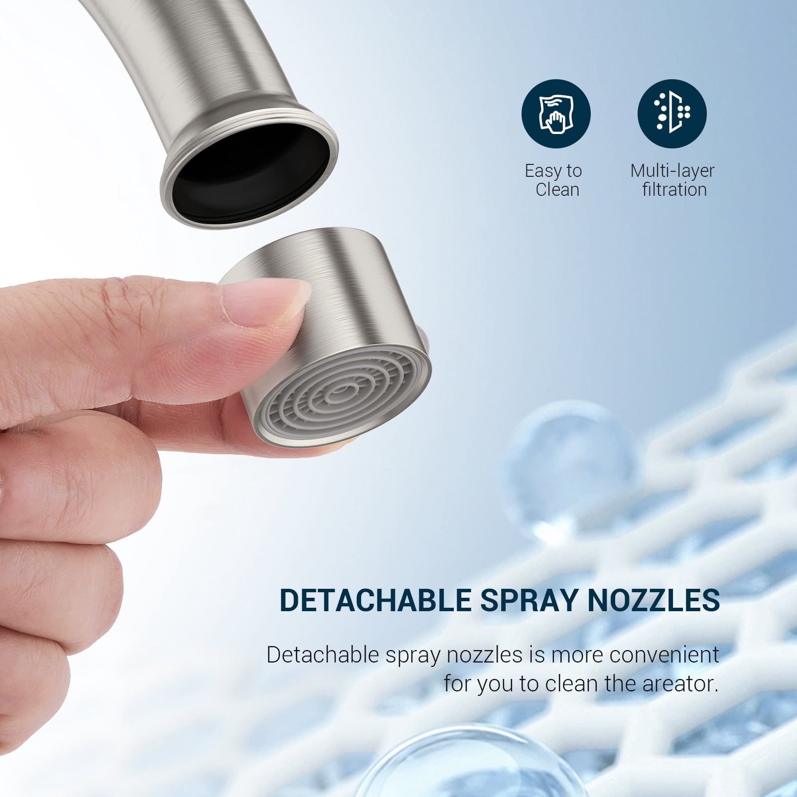 DAYONE Kitchen Faucet with Side Sprayer 2 Handle Brushed Nickel, 8 Inches 4 Holes Centerset Kitchen Sink Faucet, Pull Out Stainless Steel Sink Faucets for RV Laundry Bar with Supply Lines, DAY-CR2001
