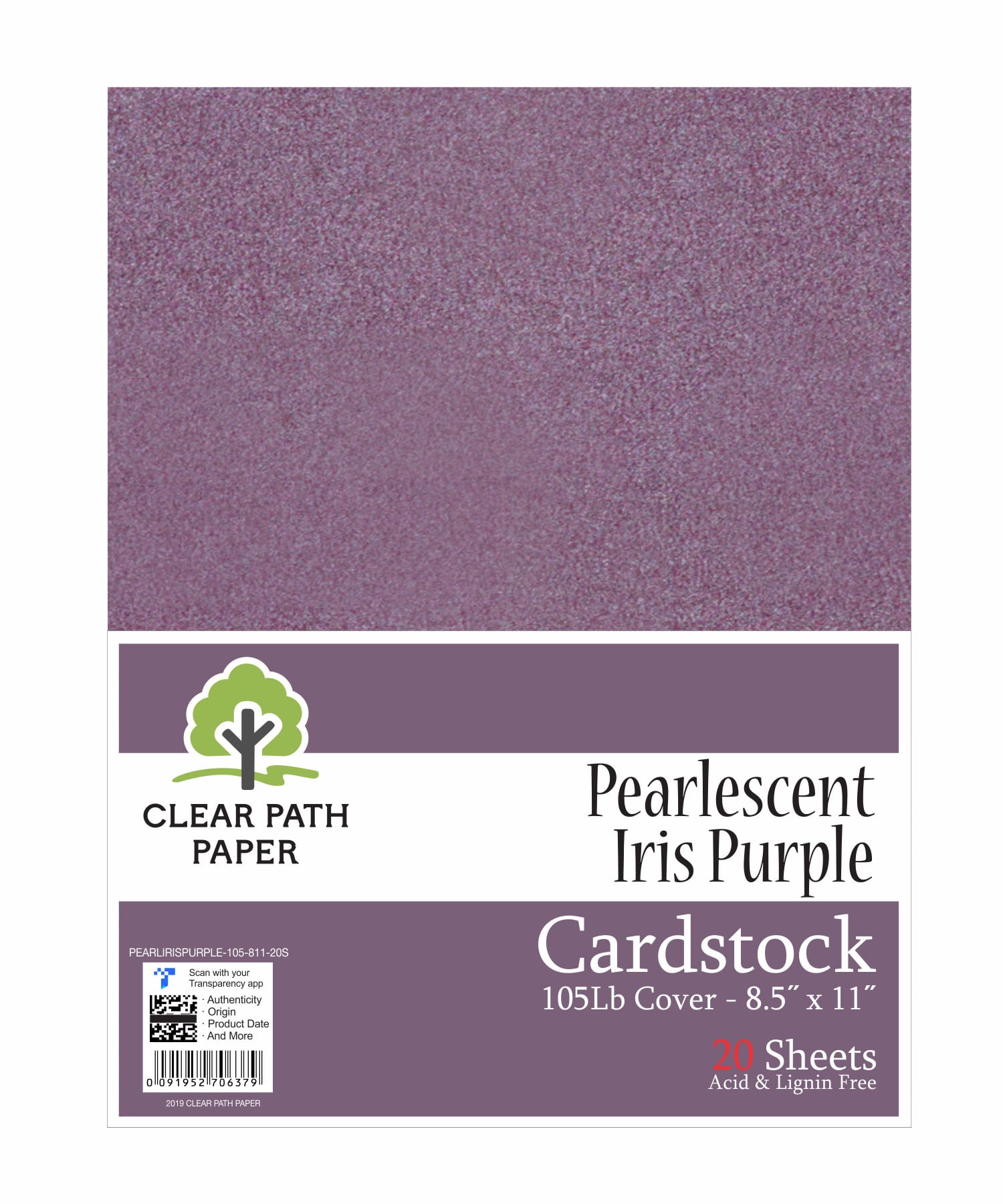 Pearlescent Blue Cardstock - 8.5 x 11 inch - 105Lb Cover - 20 Sheets -  Clear Path Paper 
