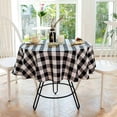 thumbnail image 3 of 2pcs 55 Inch Plaid Round Tablecloth Checkered Round Table Cover for Wedding Kitchen Dinning Room Red and Black, 3 of 6