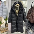 thumbnail image 2 of Chaqueta de plumón de ganso de invierno de estilo coreano de alta gama negra y dorada, chaqueta larga hasta la rodilla gruesa para hombres y mujeres, chaqueta a prueba de viento con capucha, 2 of 6