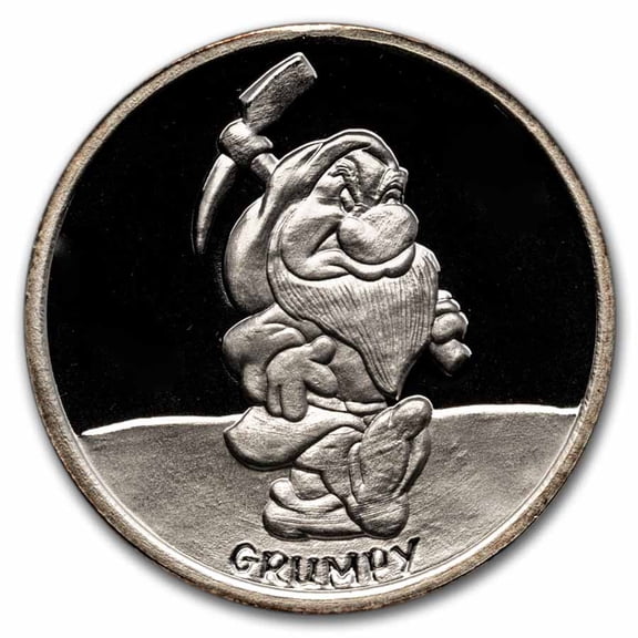 1 oz Silver - Disney'sSnow White 50th Anniv (Grumpy, w/Box & COA)