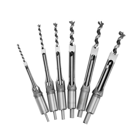 

Mgaxyff Mortising Drill 6Pcs Square-Auger Drill Bit Mortising Chisel Woodworking Tool Saw Drill