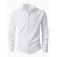 thumbnail image 2 of pstuiky Camisas casuales de manga larga para hombre, Camisa de lino con bolsillo y solapa con botones y manga larga de color liso para hombre camisetas de hombre l, 2 of 8