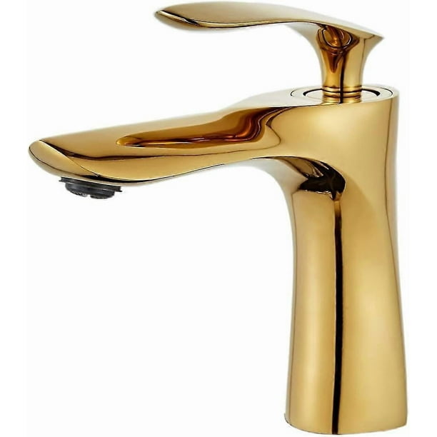 Bathroom Sink Faucet Single Handle Brass Gold Chrome Gold Finish Single Handle with Sink