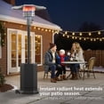 thumbnail image 3 of 50,000 BTU Propane Patio Heater, Outdoor Heater with Built-In Table, Stainless Steel Burner and Wheels, Portable Freestanding Heater for Patio, Backyard, Restaurant and Commercial Use, Gray, 3 of 11