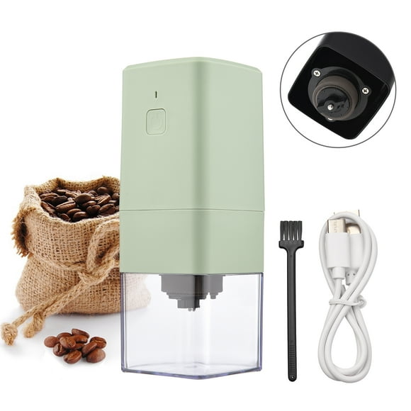 Mini molinillo de café eléctrico portátil con cámara extraíble de molienda fina gruesa ajustable par Tomshoo Verde