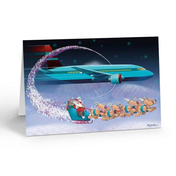 Stonehouse Collection Airline Fly By – Airplane Christmas Card - 80032