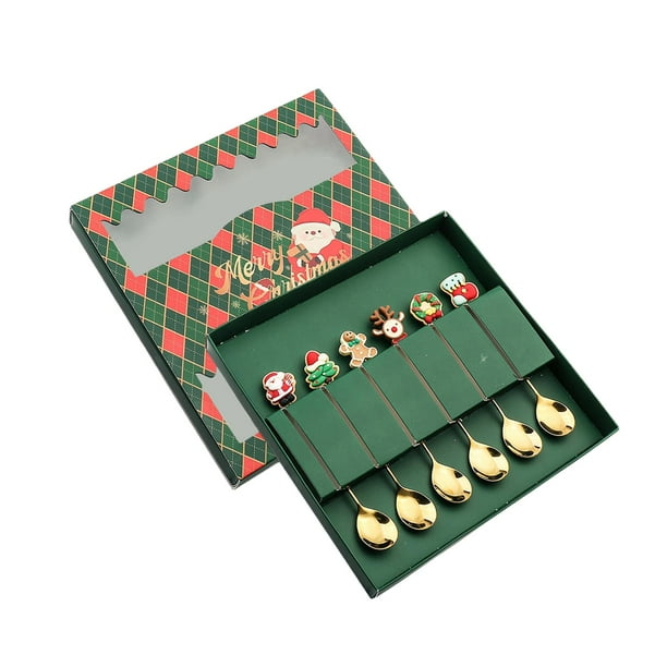 Kits de cubiertos navideños, vajilla, juego de cubiertos, utensilios reutilizables multiusos, Navidad 6 piezas D.