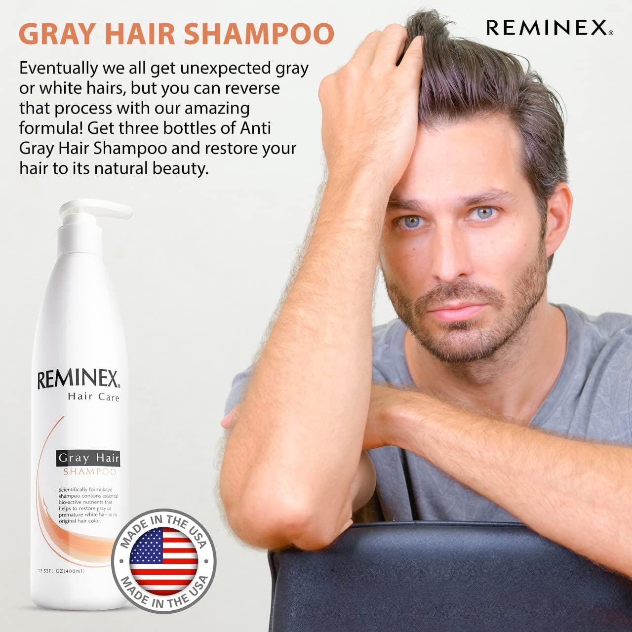 Anti Gray Hair Shampoo - Proprietary Treatment Infused with Argan Oil To Help Restore Gray And White Hair To Its Natural Color - 13.5 Oz