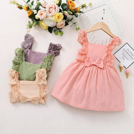 

URMAGIC Newborn Girl Cotton Sleeveless Solid Vest Dress 1-4T