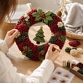 thumbnail image 3 of Punch Needle Kit for Beginners Christmas Wreath with Fabric and Wooden Needle, Set of 1, Red and Green, for Holiday Home Decor, Diy Craft Kit, 3 of 4