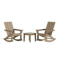 thumbnail image 4 of WestinTrends Ashore 3 Piece Patio Rocking Chair Set, All Weather Poly Lumber Adirondack Rocker Bistro Set Porch Patio Chairs Set of 2 with Large Side Table, Weathered Wood, 4 of 11