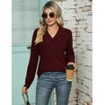 thumbnail image 2 of ZHENWEI Women Long Sleeve V Neck Pullover Collar Knitted Sweaters, 2 of 6