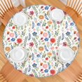 thumbnail image 2 of Pioneer Flower Floral Print Pattern Round Fitted Tablecloth with Elastic Edge,Dining Table Cover Waterproof,Outdoor Round Tablecloth for Camping,Dining,Indoor and Outdoor, 2 of 7