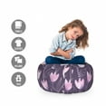 thumbnail image 2 of Floral Storage Toy Bag Chair, Ornamental Tulips Inspired Violet Motifs, Stuffed Animal Organizer Washable Bag, Large Size, Purple Pale Mauve, by Ambesonne, 2 of 3