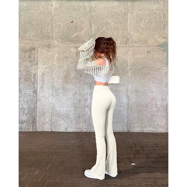 Pantalones de yoga deportivos informales transfronterizos europeos y americanos 2023, pantalones de entrenamiento de cintura alta acampanados, leggings, pantalones para mujer