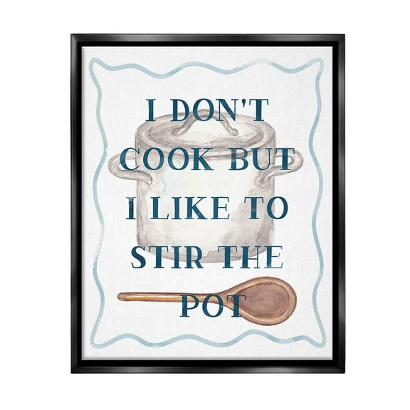 Stupell Industries Funny Stir The Pot Food & Beverage Painting Black Floater Framed Canvas Art Print Wall Art, 17 x 21