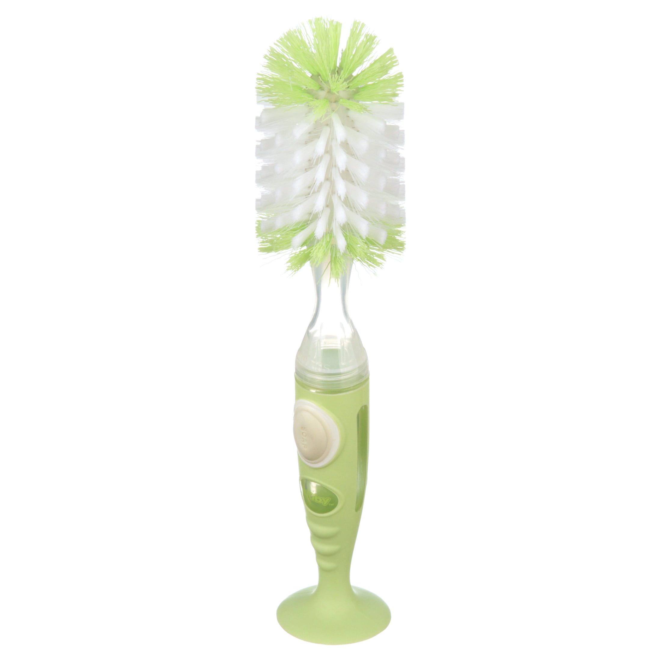 Nuby Easy Clean Soap Dispensing Brush, Pink/Green, 2 Count 