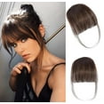 thumbnail image 1 of ORIGEN Clip en Flequillo Cabello Humano Real Clip en Flequillo Wispy Flequillo con Patillas Postizos Extensiones de Flequillo Frontal Falso para Mujeres Color Marrón Oscuro, 1 of 5