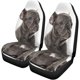 thumbnail image 2 of ABPHQTO Juego de 2 fundas de asiento de coche cachorro gris Bulldog francés sentado mirando hacia arriba blanco Universal Auto asientos delanteros Protector se adapta, 2 of 4