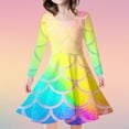 thumbnail image 2 of XDZJLR Robes pour Filles Imprimé Graphique Col Rond Manches Longues Fête Princesse Mince Doux Mode pour Enfants Vêtements en Ligne, 2 of 4