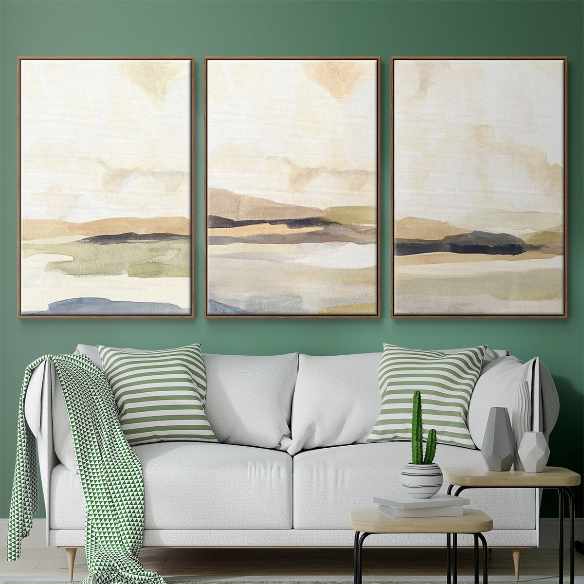 Abstract Neutral Tone Framed Wall Art – Slate Movement I – Premium Gallery Wrapped Canvas, L Floating Frame, 3 Piece Set, Ready to Hang