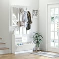 thumbnail image 3 of Narrow Freestanding Shoe Rack, Combination Model Gate Cabinet with Shoe cabinet+Hang shelf+ Mirror for Entryway,White, 3 of 5