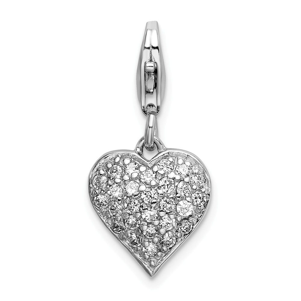 Sterling Silver Themed Jewelry Pendants & Charms 11 mm 40 mm CZ Heart Key Pendant