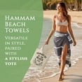 thumbnail image 5 of Occosa Turkish Cotton Beach Towel Pack of 4 & 1 Boho Tote Bag, Hammam Towels, No Shrink, Quick Dry, Lightweight, Sand Free, Camping, Pool, Beach Essentials, Blue, Gray, Purple, Navy (40"x70"), 5 of 7