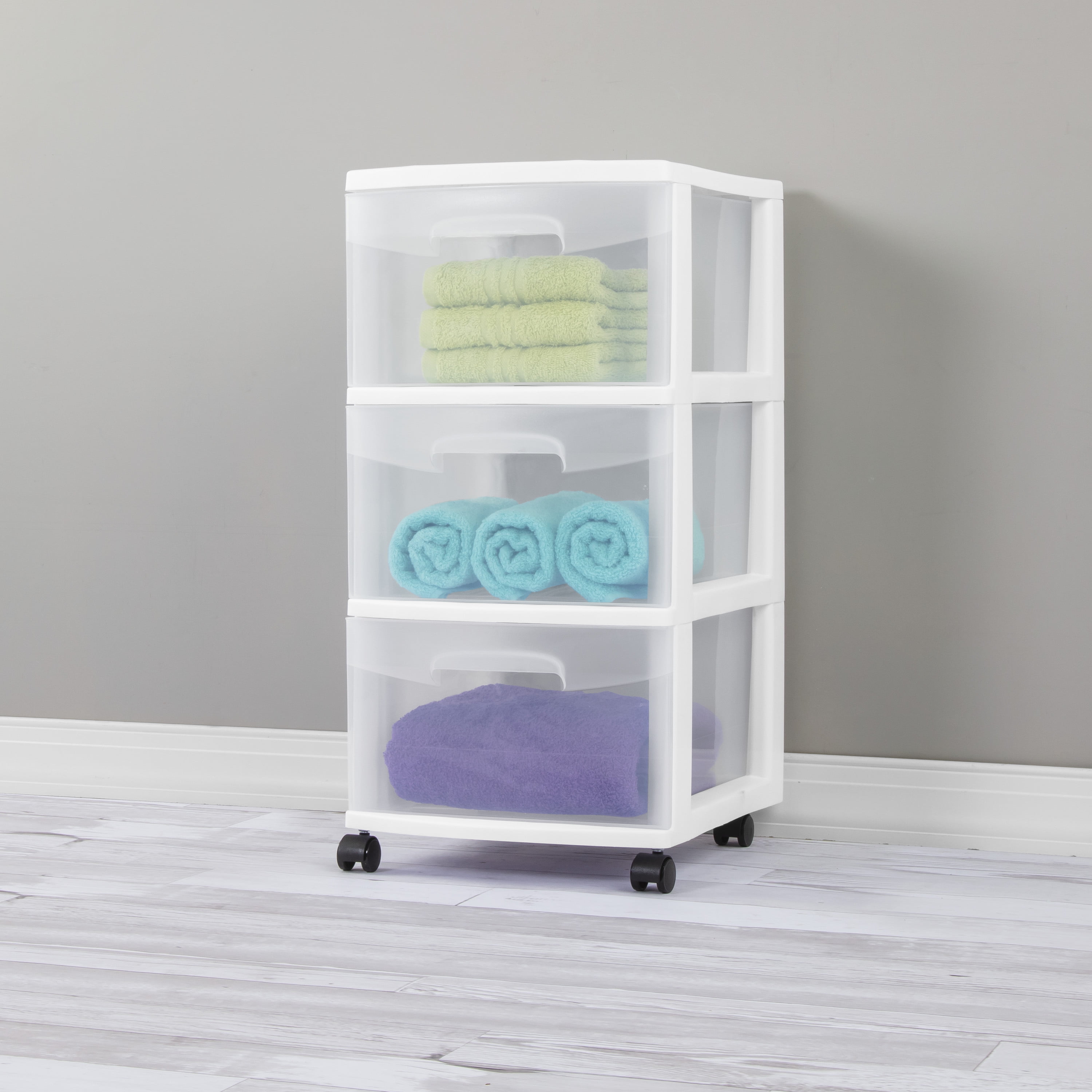 Sterilite Plastic Stackable Small 3 Drawer Storage System, White Frame, 3  Pack, 3 pack - City Market