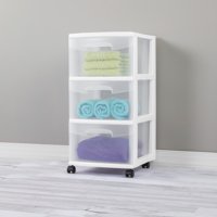 3-Drawer Sterilite Plastic Storage Rolling Bin Cart