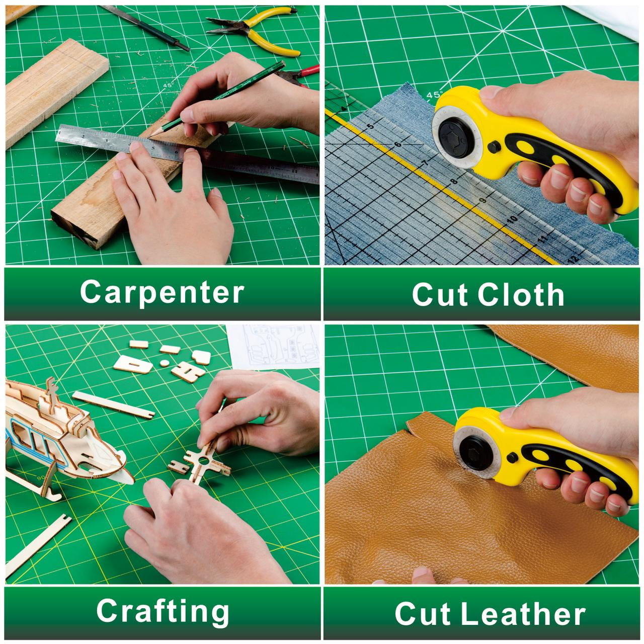 Large Self-Healing Cutting Mat 36"x48" 5-Ply Green Double-Sided Non-Slip for Sewing Quilting Fabric