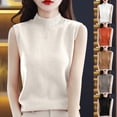 thumbnail image 1 of Sentmoon Sweater Vest Women High Neck Sleeveless Knitted Fall Sweaters for Women 2025 Oversized Solid Color Slim Lightweight and Warm Women Clothes Winter for Early Spring Weather White L, 1 of 5