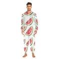 thumbnail image 3 of FORMRS Onesies Pajama for Adults Unisex Hoodie Winter Jumpsuit One Piece Sleepwear, Sizes S-2XL, White Watermelon, 3 of 7