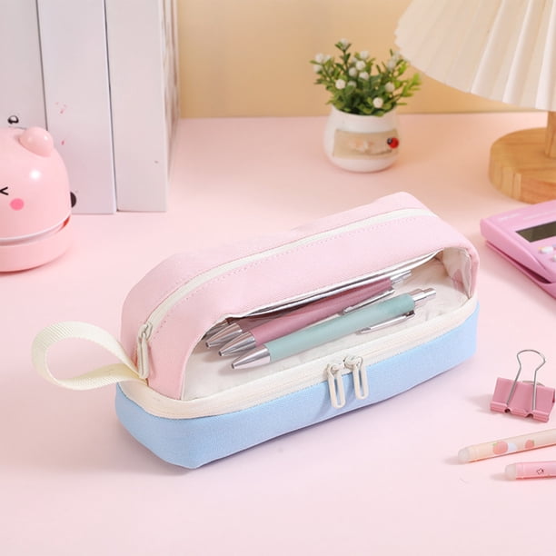 pstuiky Estuche cilíndrico para lápices, ideal para estudiantes de primaria. Bolsa de gran capacidad con cremallera para guardar material escolar.