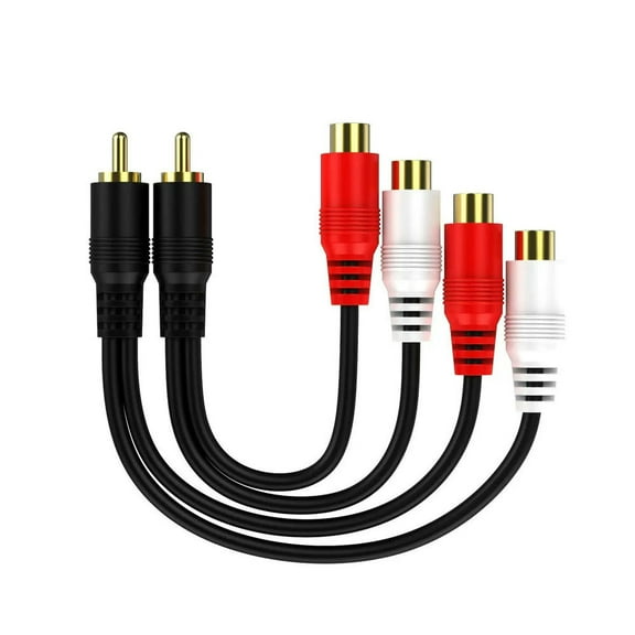 FOR RCA 1 Male to 2 Female Audio Speaker Y Adapter Splitter Cable with OFC Conductor Dual Shielding Gold Plated Metal Shell Flexible